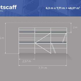 Foto inzerátu 50m² BAUMANN lešení fasádní – profesionální systém s dodávkou 6,3X7,71 SCAFF 73