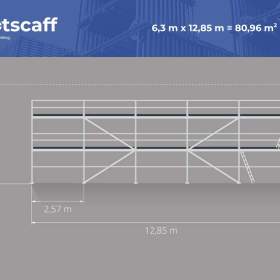 Foto inzerátu 80m² BAUMANN lešení fasádní – profesionální systém s dodávkou 6,3 X 12,85 SCAFF 73