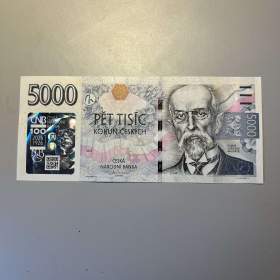 Bankovka 5000 s přítiskem s.č. 01 D / 19955690