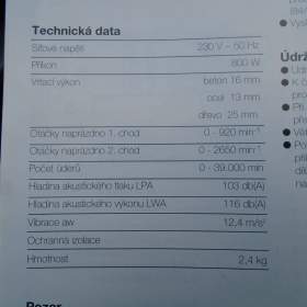 Foto inzerátu Kvalitní příklepová vrtačka Herkules BME 800 zánovní německá kvalitní