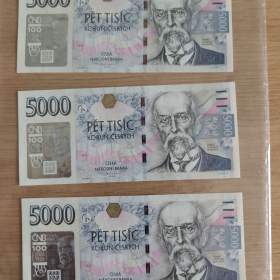 5000 Kč s přítiskem ČNB (2026) – Postupný TRIPTYCH, nízká čísla řady G, stav UNC / 19957156