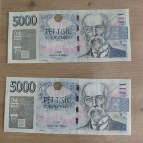 5000 Kč s přítiskem ČNB (2026) – nízké číslo vzácné řady B a řady N stav UNC / 19957178