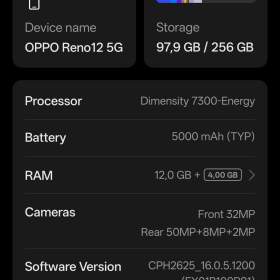 Foto inzerátu OPPO Reno12 5G, 12 GB RAM /256 GB paměť, top stav, krabička