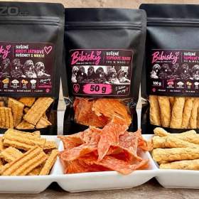 Fotka k inzerátu Ochutnávkový box pro psy Bibisky – 3 druhy pamlsků, 250 g / 19201262