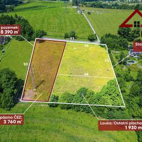 Pozemek 8.390 m² s možností výstavby RD, výhled na Beskydy, Český Těšín, část Mistřovice / 19499437