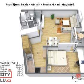 Foto inzerátu Pronájem bytu 2+kk 49 m², Praha