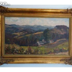 Fotka k inzerátu Bedřich Knopp -  Z Gruně -  Beskydy -  obraz -  olej na plátně / 19645681