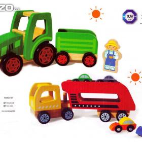 Dřevěné autíčka 2kusy -  nové nepoužité -  vhodné jako dárek  / 15462375