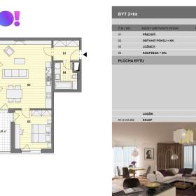 Foto inzerátu Pronájem bytu 2+kk, 59 m² s parkovacím místem a lodžií 6 m², ul. F. X. Riepla, Ostrava